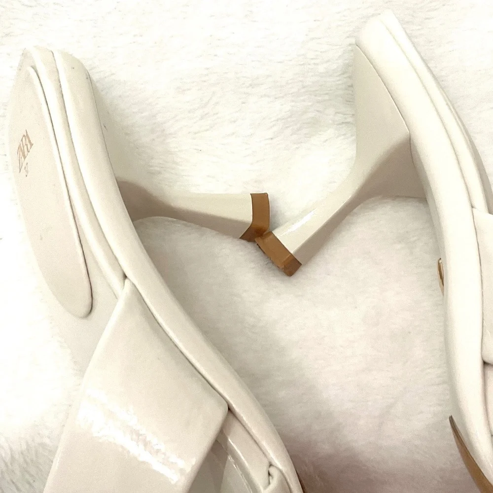 Zara White Open Toe Square Padded Dressy High Heel Sandals Size US7/EU37